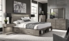 Picture of Platinum Gray Linen Queen Bookcase Bed