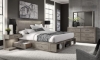 Picture of Platinum Gray Linen Queen Bookcase Bed
