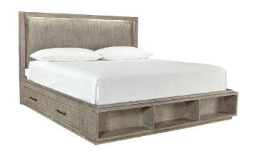 Picture of Platinum Gray Linen King Bookcase Bed