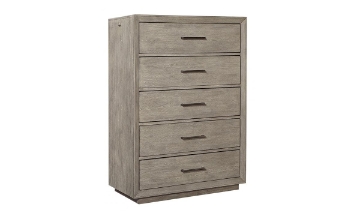 Picture of Platinum Gray Linen 5-Drawer Chest