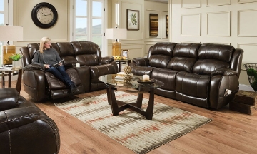 Picture of Weston Walnut Leather Power Reclining 3-Piece Living Room Set with Power Headrests