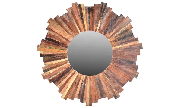Picture of Lotus Handmade Solid Wood Sunburst Mirror