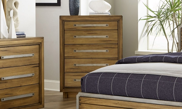 Picture of Forest Lane Brown Solid Pine 5-Drawer Chest