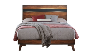 Picture of Greentown Brown Solid Pine Queen Panel Bed