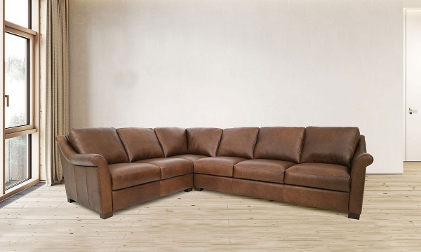 Picture of San Marco Taupe Leather 2-Piece L-Sectional with Left Corner Sofa