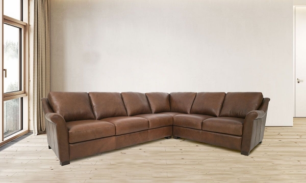 Picture of San Marco Taupe Leather 2-Piece L-Sectional with Right Corner Sofa