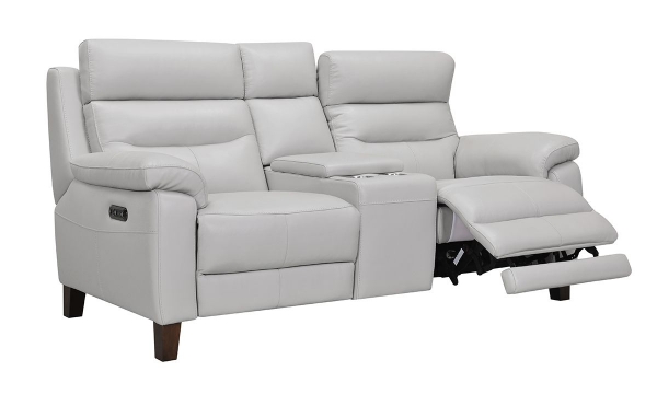 Picture of Jessica Jacobs Bergamo Dove Leather Power Reclining Console Loveseat