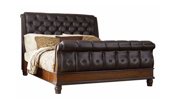 Picture of Carnegie Manor Tufted Upholstered King Sleigh Bed
