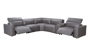 Picture of Savant Gray Leather 6-Piece Power Sectional
