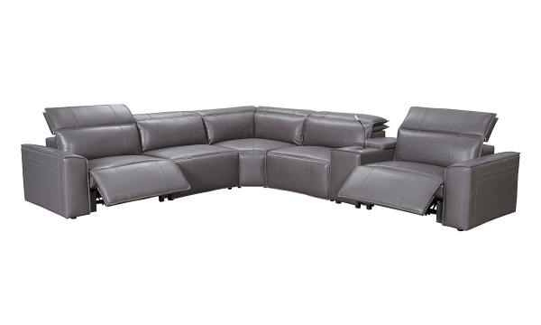 Picture of Savant Gray Leather 6-Piece Power Sectional