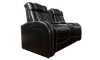 Picture of Omega Black Leather Power Reclining Console Loveseat