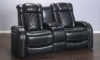 Picture of Omega Black Leather Power Reclining Console Loveseat