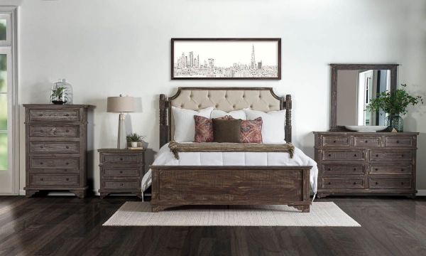 Picture of Post & Beam Charleston Almond 3-Piece King Upholstered Bedroom Set