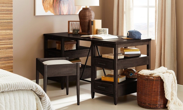 Picture of Stone & Leigh Chelsea Square Raisin Partners Desk with Stool