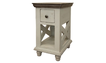 Picture of Freesia White 1-Drawer Chairside Table