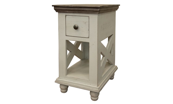 Picture of Freesia White 1-Drawer Chairside Table
