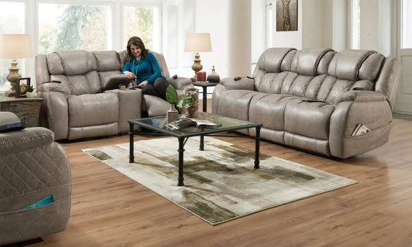 Picture of Rocco Mushroom Power Reclining 3-Piece Living Room Set with Power Headrests