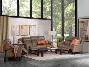 Picture of Barcalounger Kester Stone Leather Power Sofa