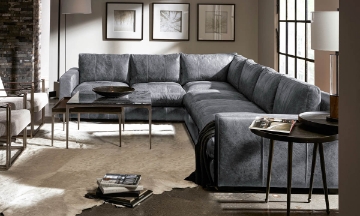 Picture of Bernhardt Dawkins Gray Leather 5-Piece Sectional