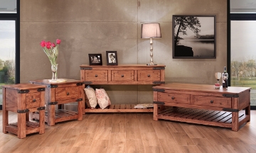 Picture of Lantana Rustic Brown 1-Drawer Chair Side Table