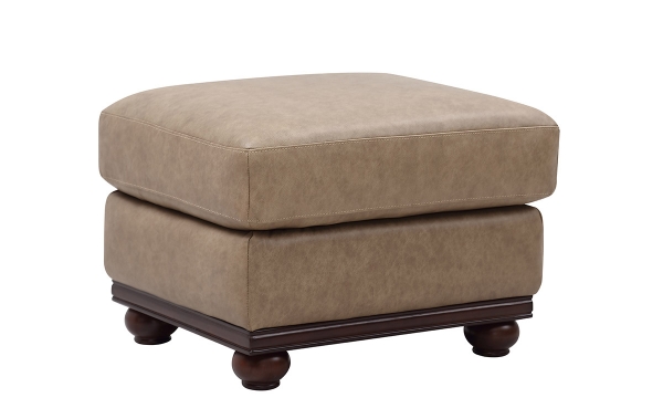 Picture of Tilton Beige Leather Rectangle Ottoman