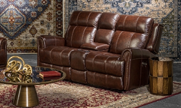 Picture of Marquee Davenport Leather Power Console Loveseat