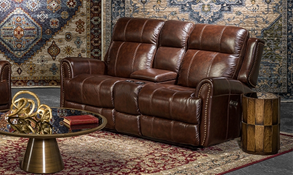 Picture of Marquee Davenport Leather Power Console Loveseat