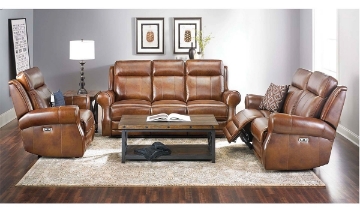 Picture of Oden Brown Leather Power Reclining Loveseat