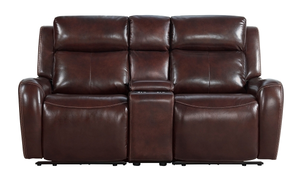 Picture of Wainwright Brown Leather Console Loveseat