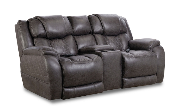 Picture of Rocco Steel Power Reclining Console Loveseat with Power Headrests