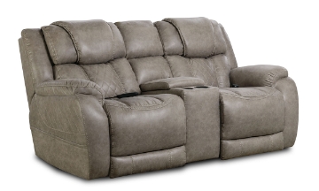 Picture of Rocco Mushroom Power Reclining Console Loveseat with Power Headrests