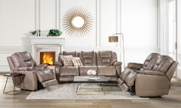 Picture of Bronco Mushroom Leather Power Console Loveseat