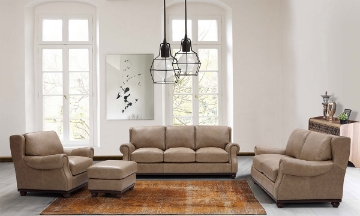 Picture of Tilton Beige Leather Loveseat