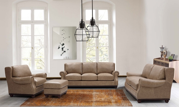 Picture of Tilton Beige Leather Loveseat