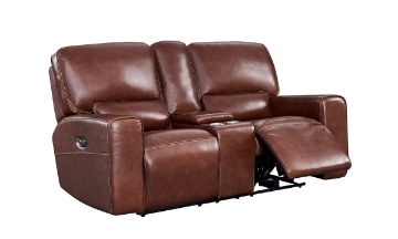 Picture of Broadway Brown Leather Power Loveseat