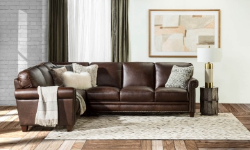 Picture of Conti Brown Leather 2-Piece Left Corner Sectional