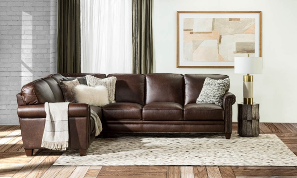 Picture of Conti Brown Leather 2-Piece Left Corner Sectional
