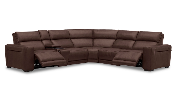 Picture of Regent Walnut Leather 6-Piece Power Sectional