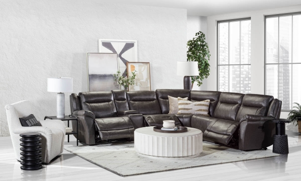 Picture of Charlize Granite Leather 6-Piece Reclining Sectional
