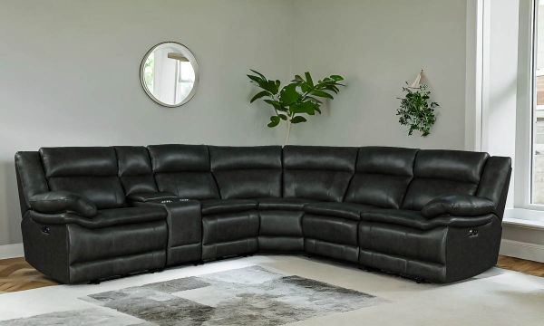 Picture of Braxton Charcoal Leather 6-Piece Power Sectional