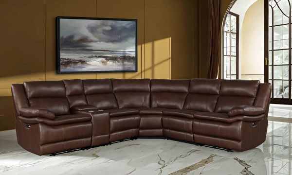 Picture of Braxton Saddle Leather 6-Piece Power Sectional