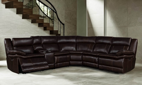 Picture of Braxton Espresso Leather 6-Piece Power Sectional