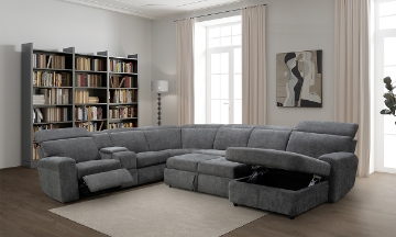 Picture of Turner Charcoal 4-Piece Right Storage Sleeper Power Sectional