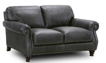 Picture of Chaucer Slate Leather Loveseat