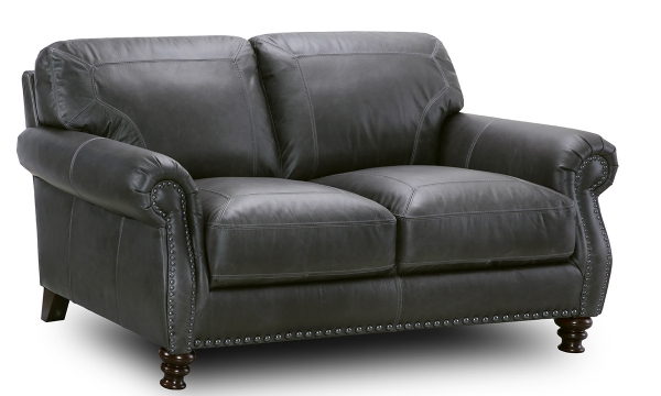Picture of Chaucer Slate Leather Loveseat