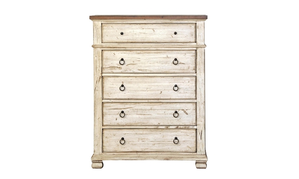 Picture of Belmont Antique Linen 5-Drawer Chest