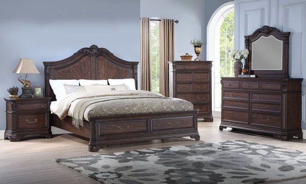 Picture of Monroe Cherry Queen Storage Bedroom Set