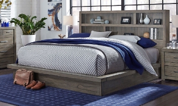 Picture of Modern Loft Greystone King Platform Bookcase Bed