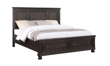 Picture of Newbury Laurel Brushed Brown Acacia King Panel Storage Bed