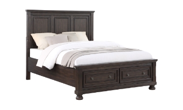Picture of Newbury Laurel Brushed Brown Acacia Queen Panel Storage Bed